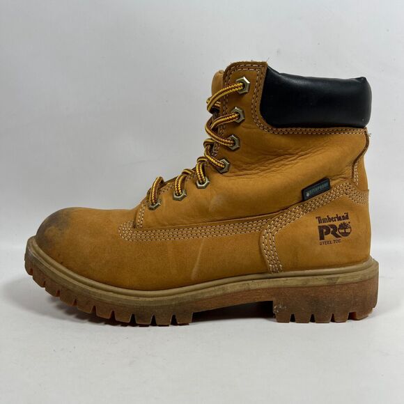 TIMBERLAND Boots Women 7 PRO Steel Toe Direct Attach 6" Insulated Waterproof Tan - Picture 3 of 13